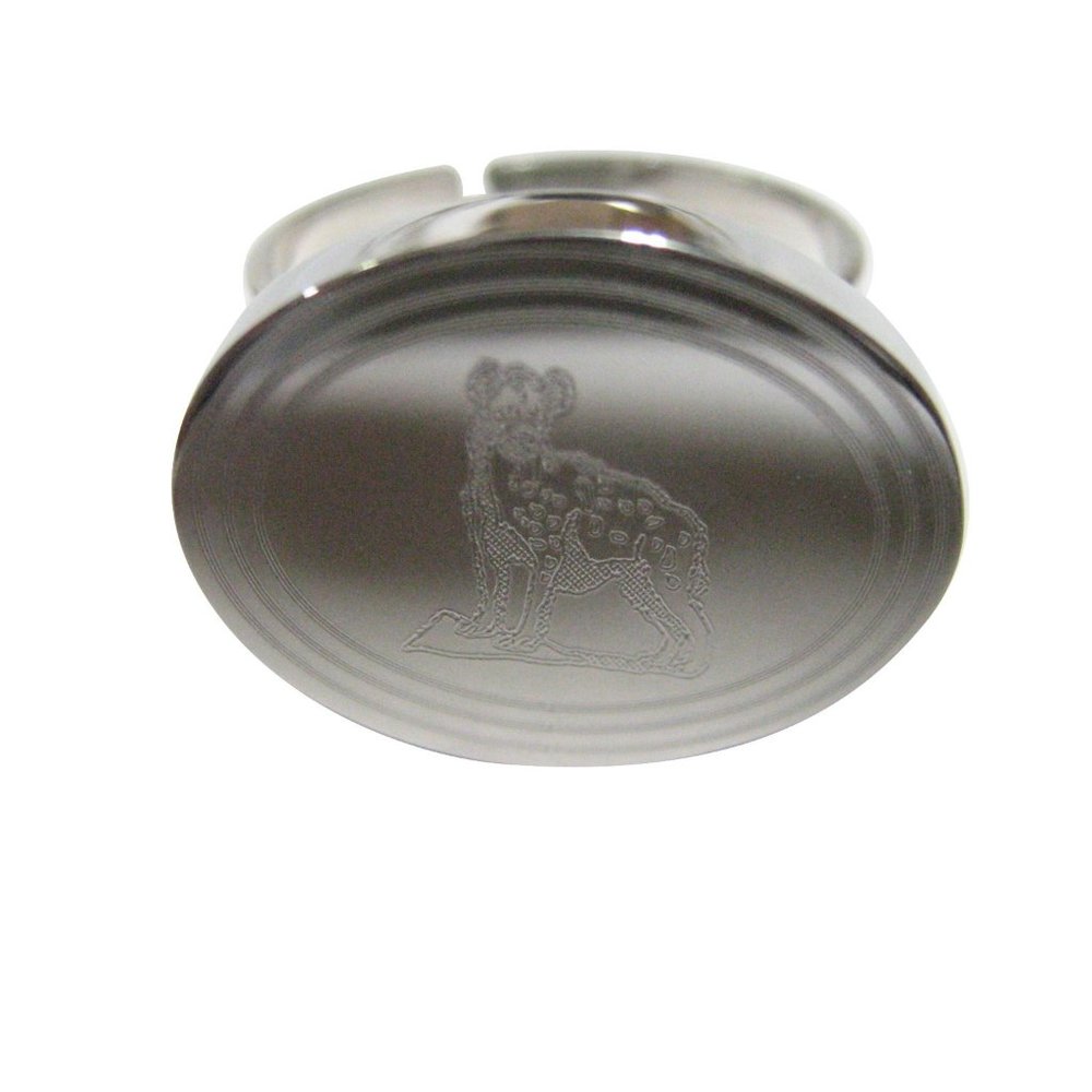 Etched Oval Hyena Adjustable Size Fashion Ring